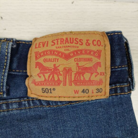 Levis 501 XX Jeans Mens 40x30 Dark Blue Button Fly Straight Leg Denim Western - Picture 6 of 9